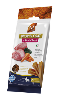 Farmina - Dog - N&D Brown Coat Dental Treat Adult Small Breed Lamb, Norwegian Kelp & Carrot 