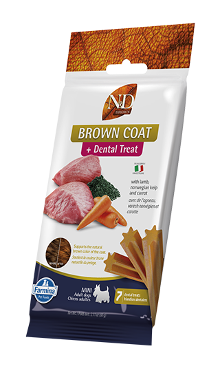 Farmina - Dog - N&D Brown Coat Dental Treat Adult Small Breed Lamb, Norwegian Kelp & Carrot 