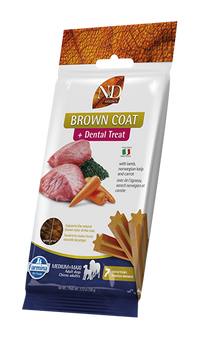 Farmina - Dog - N&D Brown Coat Dental Treat Adult Large Breed Lamb, Norwegian Kelp & Carrot 
