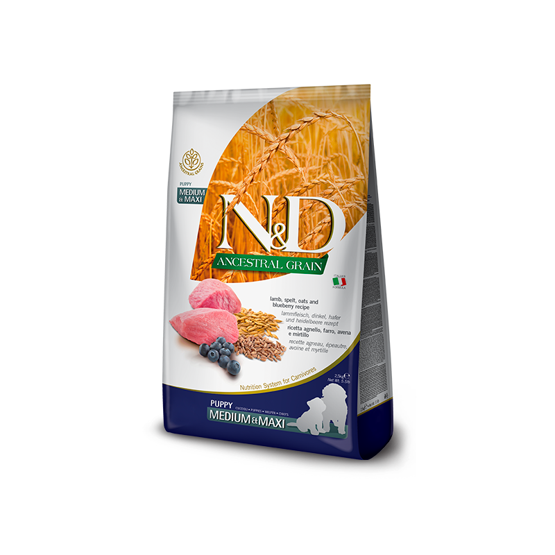 Farmina - Dog N&D Ancestral Grain Lamb & Blueberry Puppy /Maxi