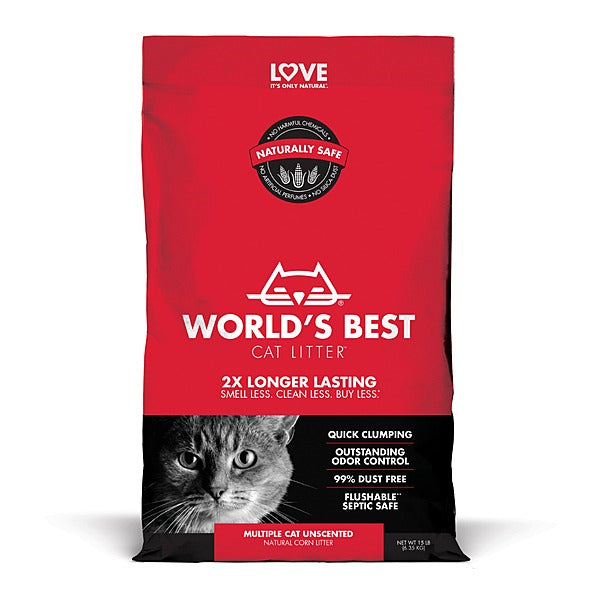 World's Best Cat Litter - Cat - Multiple Cat Unscented Clumping Litter
