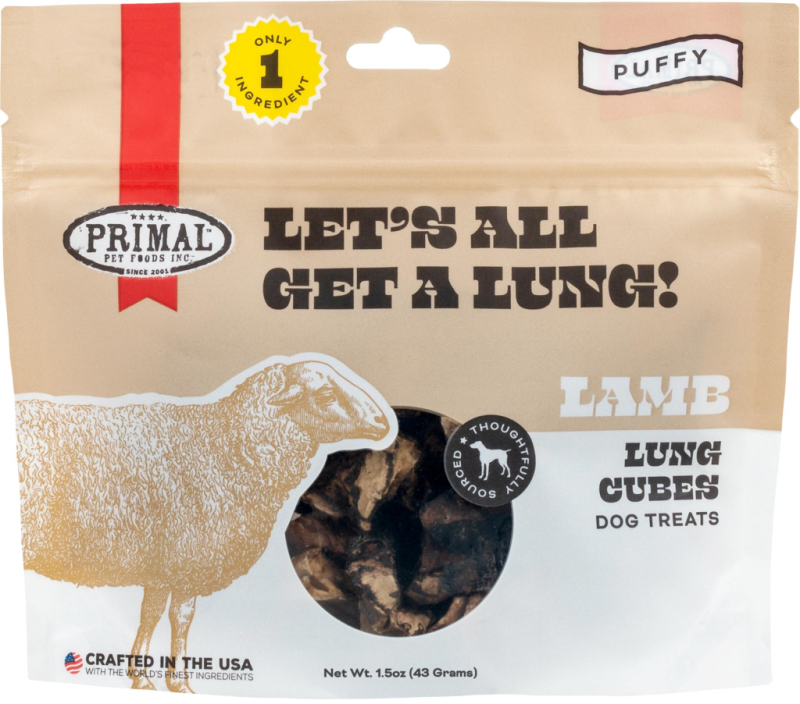 Primal - Dog - Dehydrated Treats Let's All Get a Lung Lamb