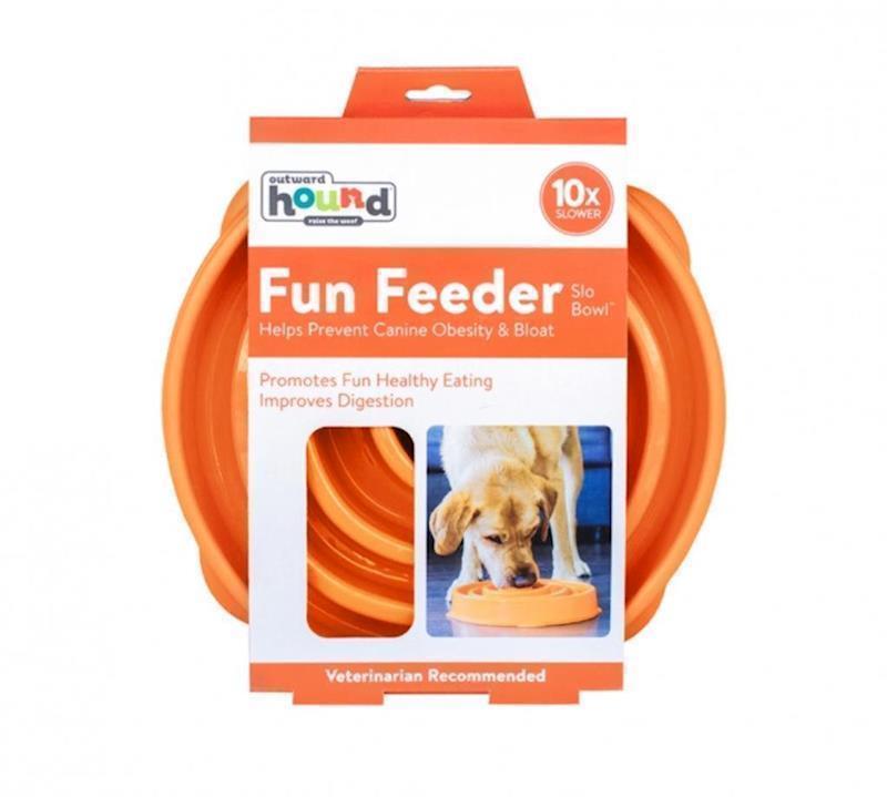 Outward Hound - Dog Fun Feeder Slow Feed Bowl Orange