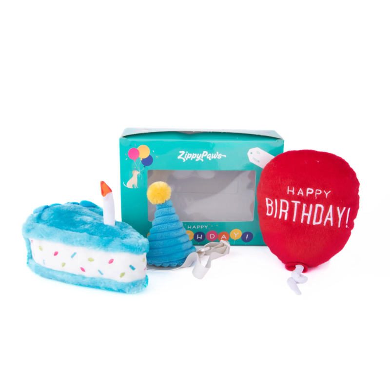 ZippyPaws - Dog - Birthday Box Blue 3pk