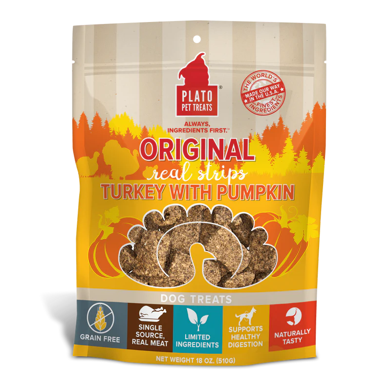 Plato - Dog - Original Real Strips Turkey & Pumpkin