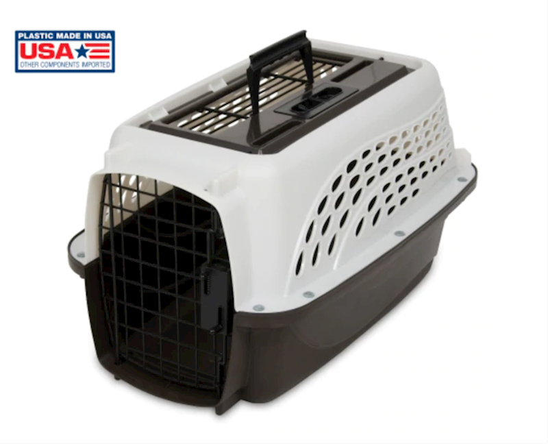 Petmate - 2-Door Top Load Kennel White & Coffee 19