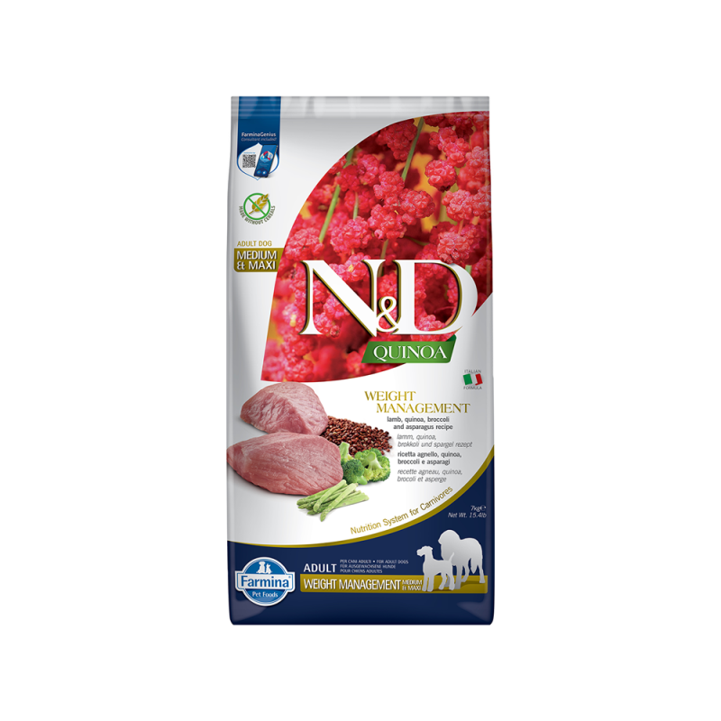 Farmina - Dog - N&D Quinoa Weight Management Adult Lamb, Broccoli & Asparagus Recipe
