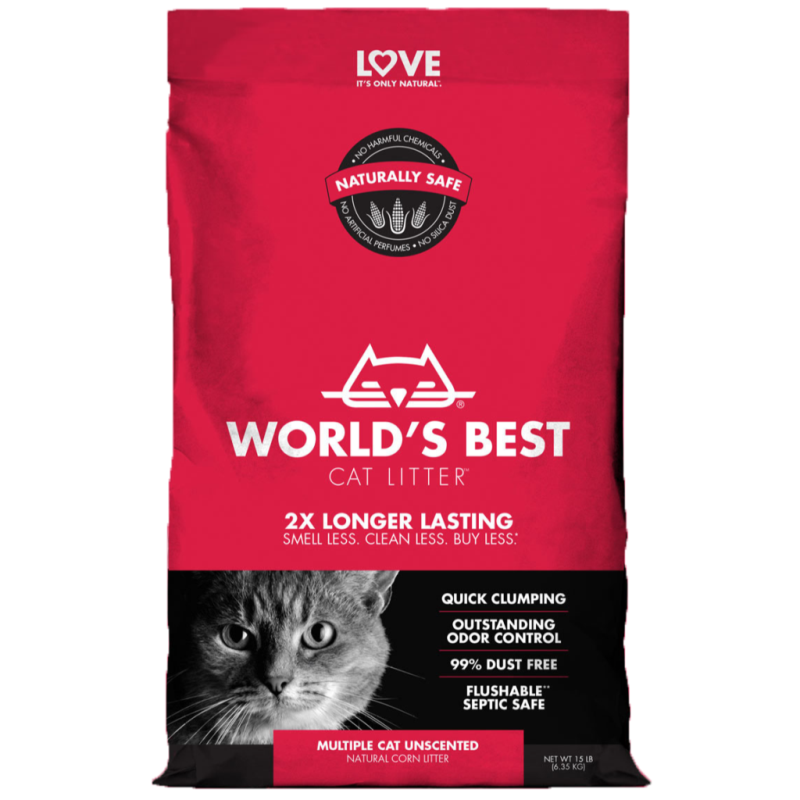 World's Best Cat Litter - Cat - Multiple Cat Unscented Clumping Litter