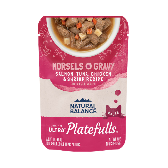 Natural Balance - Cat Platefulls - Salmon, Tuna, Chicken, & Shrimp Morsels in Gravy
