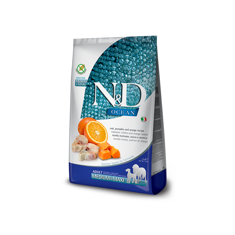 Farmina - Dog N&D Ocean Cod, Pumpkin, & Orange Adult /Maxi