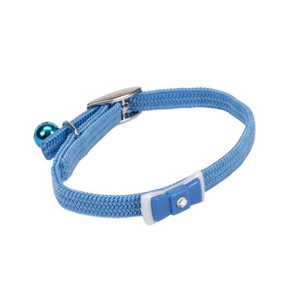 Li'l Pals - Cat - Kitten Elastic Safety Collar w/Bow Light Blue