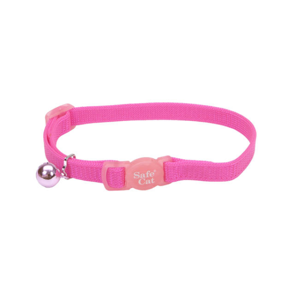 SafeCat - Cat - Adjustable Nylon Breakaway Collar Neon Pink
